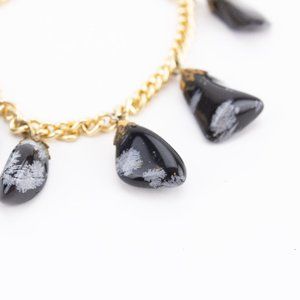 Polished Stone and Goldtone Chain Bracelet